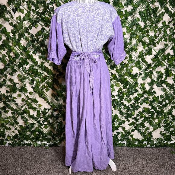 Unique rare vintage lavender light purple maxi prairie cottage core dress - Picture 2 of 6